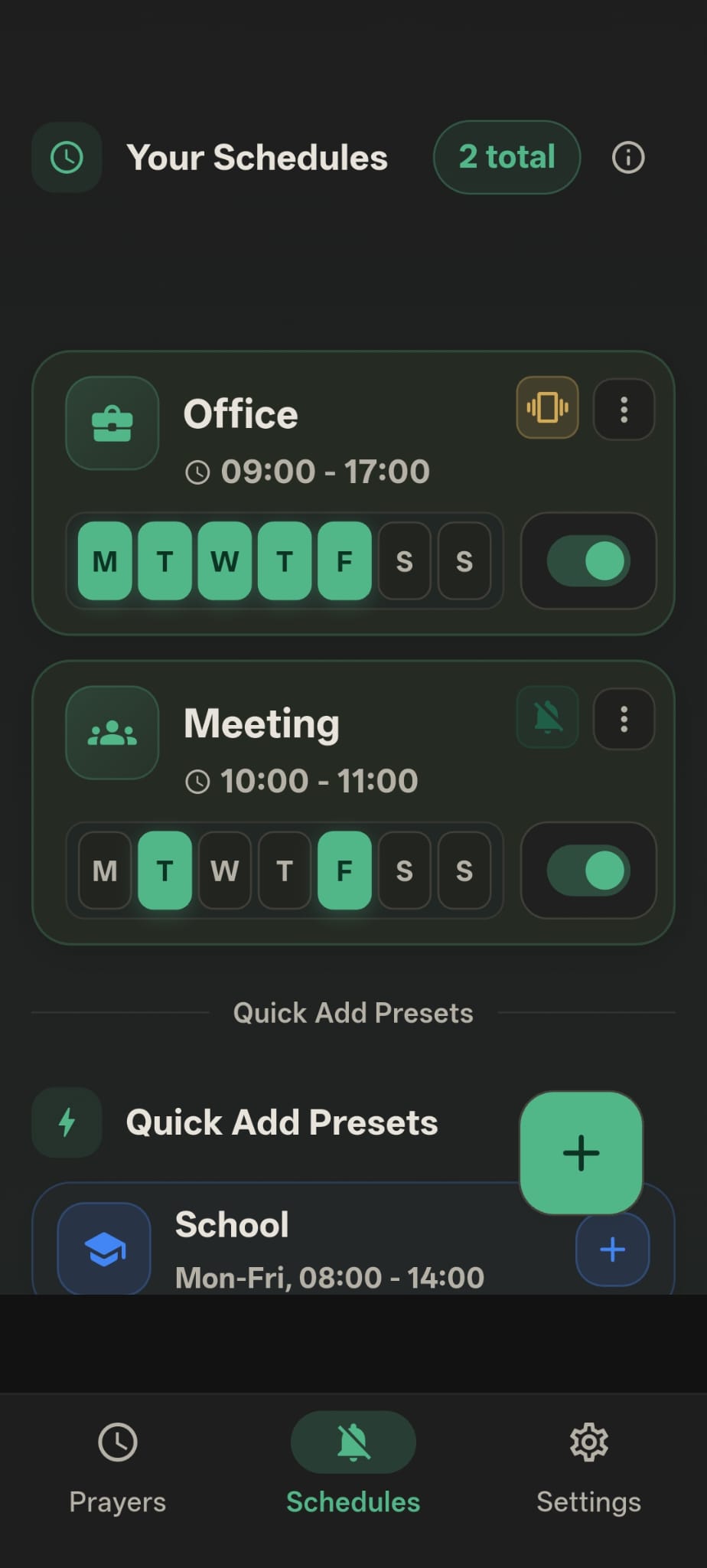 Daily schedule automation in Inqita